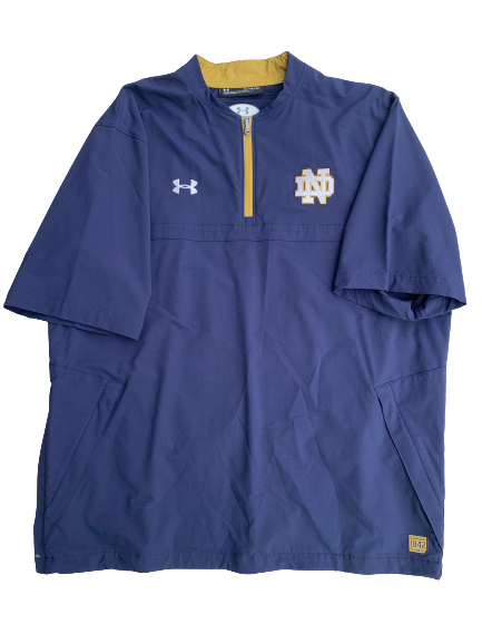 Torii Hunter Jr. Notre Dame Team Issued Short Sleeve Quarter-Zip Pullover (Size XL)
