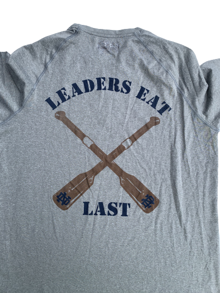 Torii Hunter Jr. Notre Dame Team Exclusive "Leaders Eat Last" Workout Shirt (Size L)
