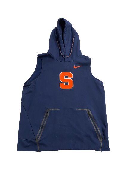 Cooper Lutz Syracuse Football Player-Exclusive Sleeveless Warm Up Hoodie (Size L)
