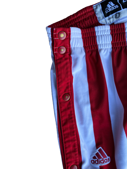 Max Bielfeldt Indiana Basketball Team Exclusive Tear-A-Way Candy Cane Warm-Up Pants (Size XXL)