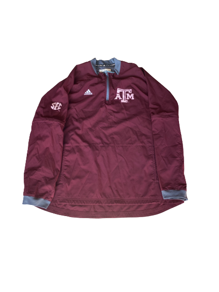 Mason Cole Texas A&M Baseball Team Issued Batting Practice Quarter-Zip Pullover with Number on Back (Size XL)