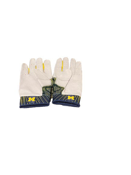 Harrison Wenson Michigan Baseball Nike Batting Gloves (Size XXL)