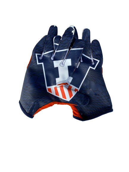 Josh Imatorbhebhe Illinois Football Practice-Worn Gloves (Size XXL)