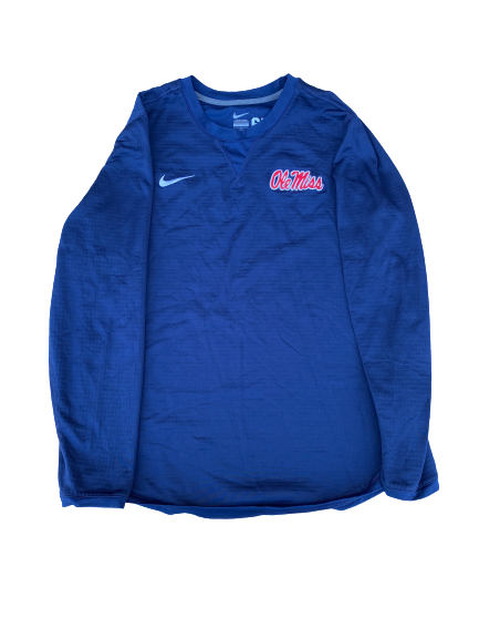 Greer Holston Ole Miss Baseball Team Issued Crew Neck Pullover (Size L)