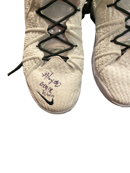 Aaron Henry Michigan State Basketball Player Exclusive Signed Game Worn Shoes (Size 15) - Photo Matched