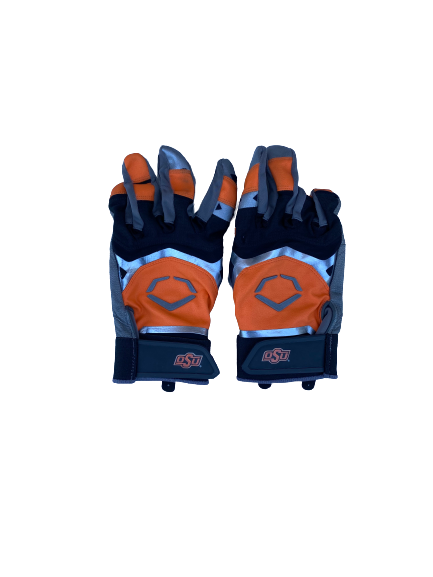 Nick DeNicola Oklahoma State Baseball Game Worn Team Exclusive Batting Gloves (Size 3XL)