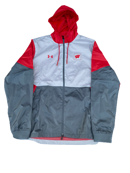 Eric Burrell Wisconsin Football Under Armour Zip-Up With Hood (Size L)