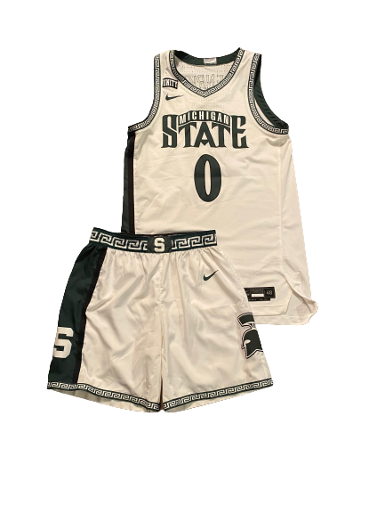 Aaron Henry Michigan State Basketball 2020-2021 Game Worn Uniform Set - Photo Matched
