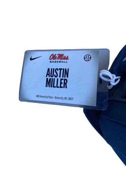 Austin Miller Ole Miss Baseball Team Exclusive Backpack with Number & Player Tag