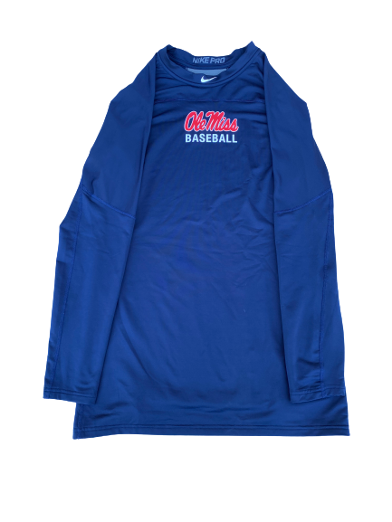 Austin Miller Ole Miss Baseball Team Issued Long Sleeve Compression Shirt (Size 2XL)