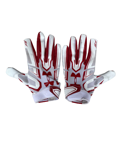 Eric Burrell Wisconsin Football Under Armour Gloves (Size L)