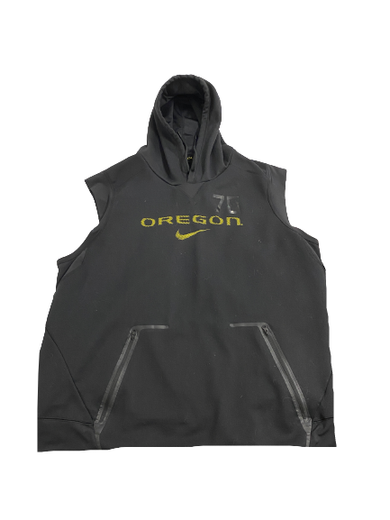 Alex Forsyth Oregon Football Player-Exclusive Pre-Game Sleeveless Hoodie With Number (Size XXXL)