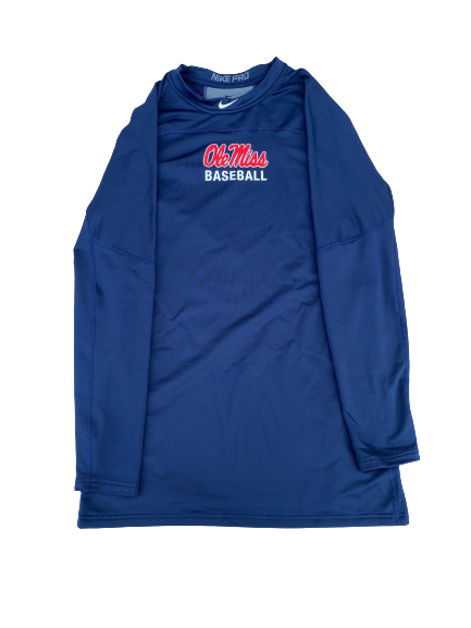 Austin Miller Ole Miss Baseball Team Issued Long Sleeve Thermal Compression Shirt (Size 2XL)