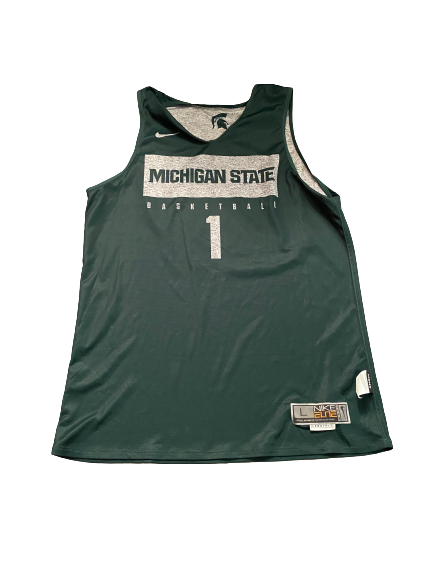 Joshua Langford Michigan State Basketball Player Exclusive Signed Reversible Practice Jersey (Size L)