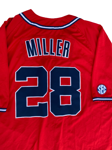 Austin Miller Ole Miss Baseball Game Worn Jersey (Size 52)