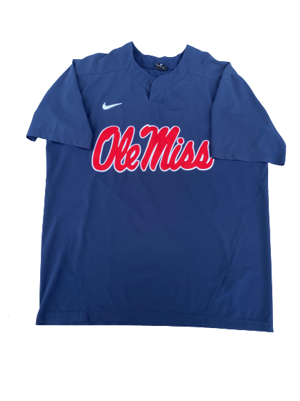 Austin Miller Ole Miss Baseball Player Exclusive Batting Practice Pullover with Number (Size XL)