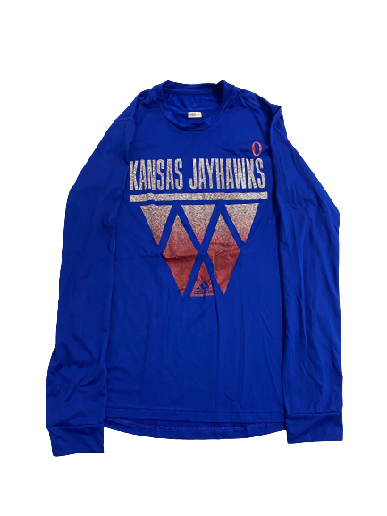 Kansas Basketball Player Exclusive Pre-Game Warm-Up Long Sleeve Shooting Shirt with 