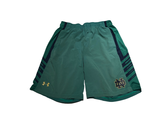 Jake Singer Notre Dame Team Issued Green Shorts