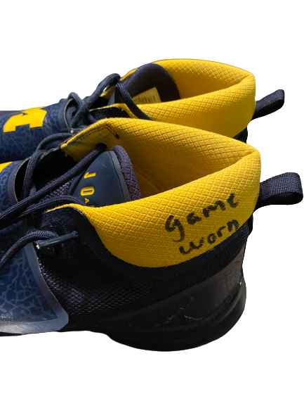 Isaiah Livers Michigan Basketball SIGNED Game Worn Shoes (Size 15) - Photo Matched