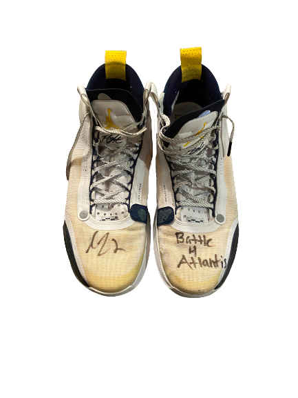 Isaiah Livers Michigan Basketball SIGNED Game Worn "BATTLE 4 ATLANTIS" Tournament Worn Shoes (Size 15) - Photo Matched