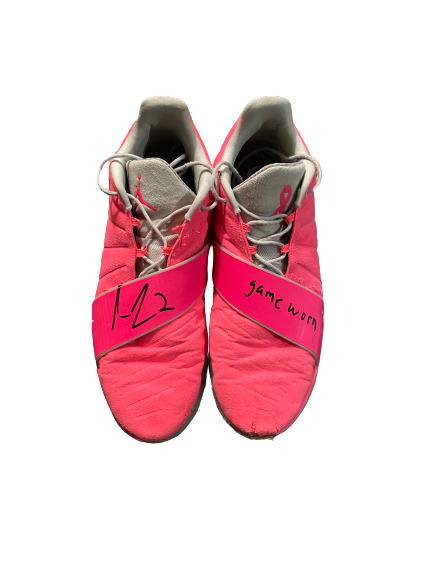 Isaiah Livers Michigan Basketball SIGNED Game Worn Player Exclusive Breast Cancer Awareness Shoes (Size 15) - Photo Matched