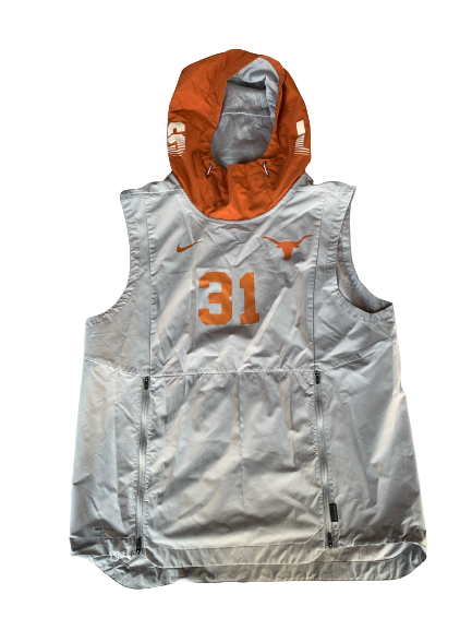 Gabriel Watson Texas Football Player Exclusive Sleeveless Warm-Up Hoodie with Number (Size L)