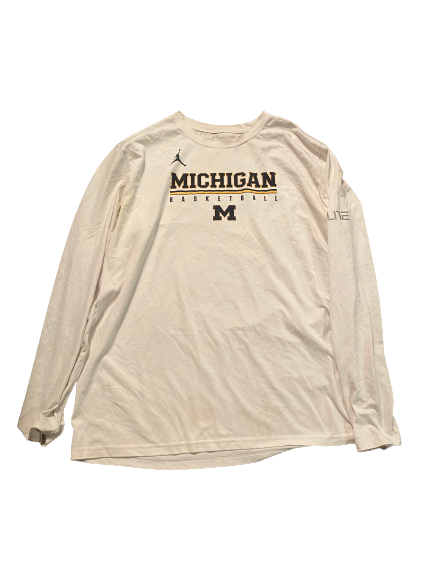 Isaiah Livers Michigan Basketball Team Issued Long Sleeve Workout Shirt (Size XL)