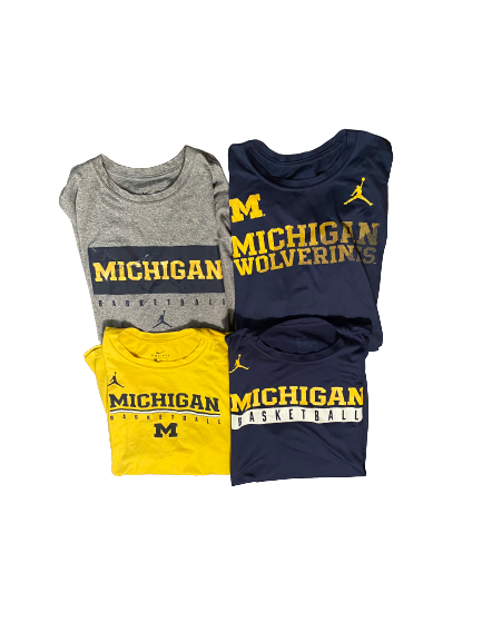 Isaiah Livers Michigan Basketball Team Issued Lot of 4 Workout Shirts