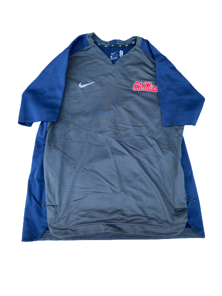 Michael Spears Ole Miss Baseball Team Issued Self Cut Batting Practice Pullover (Size XL)