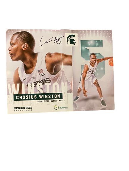 Cassius Winston Michigan State Basketball Signed Poster