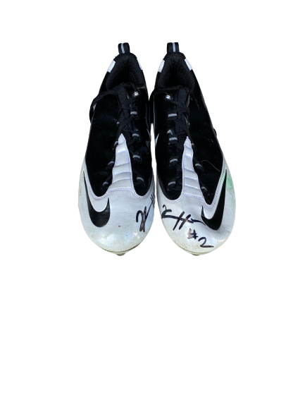 Kendall Hinton Wake Forest Signed Pinstripe Bowl GAME WORN Cleats - Photo Matched