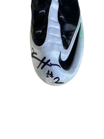 Kendall Hinton Wake Forest Signed Pinstripe Bowl GAME WORN Cleats - Photo Matched