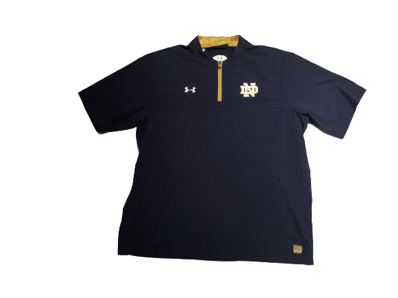 Jake Singer Notre Dame Team Issued Blue Quarter-Zip Pullover