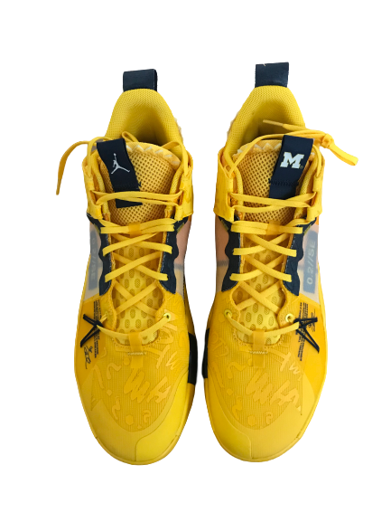 Jon Teske Michigan Player Exclusive Yellow Jordan Why Not Zer0.2 Shoes