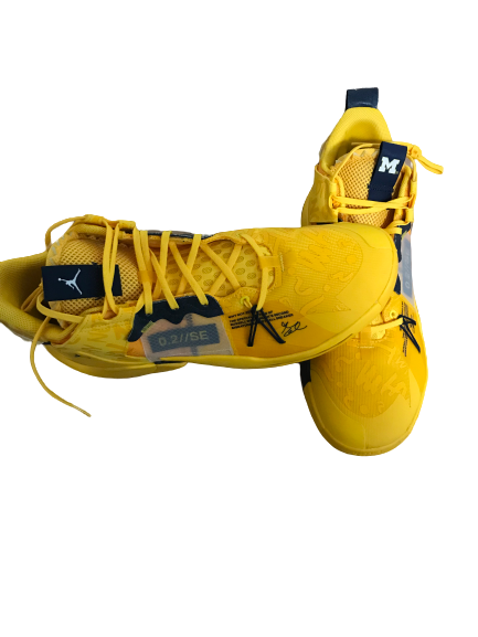 Jon Teske Michigan Player Exclusive Yellow Jordan Why Not Zer0.2 Shoes
