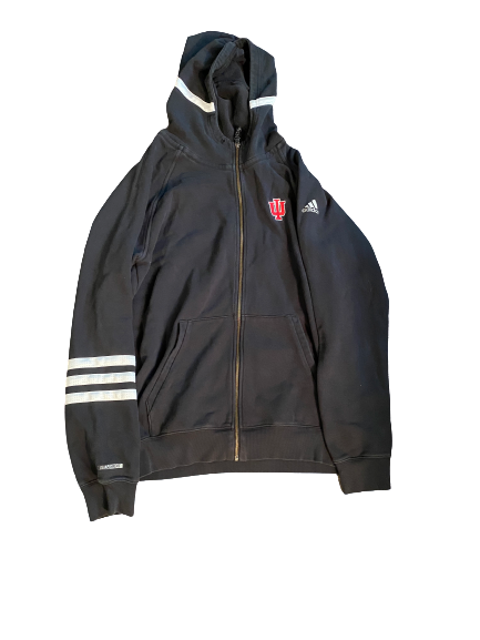 Nick Zeisloft Indiana Adidas Zip-Up Jacket With Hood (Size L)