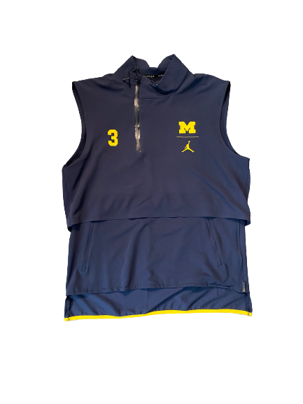 Quinn Nordin Michigan Football Player Exclusive Sleeveless Quarter Zip Pullover (Size L)