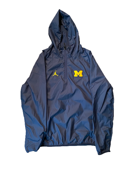 Quinn Nordin Michigan Football Team Issued Quarter Zip Pullover Jacket (Size L)
