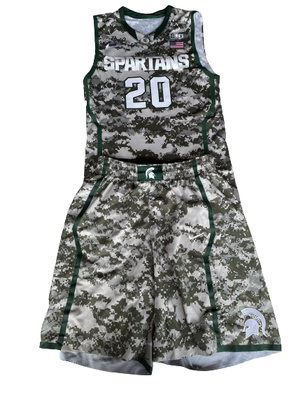 Travis Trice Michigan State Basketball Ramstein Air Base 11-9-2012 Game Worn Uniform Set