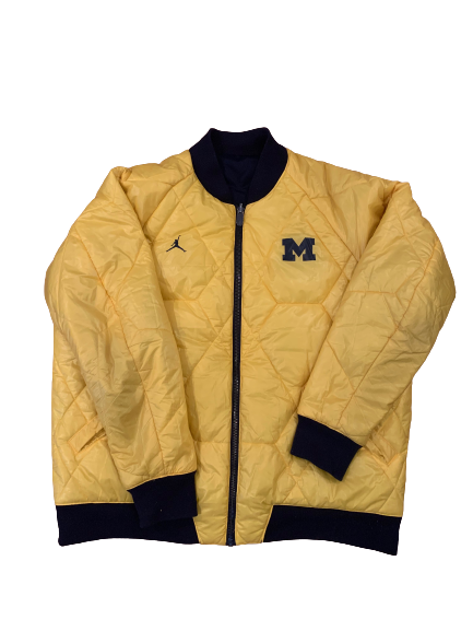 Benjamin St-Juste Michigan Football Team Issued Reversible Bomber Jacket (Size XL)
