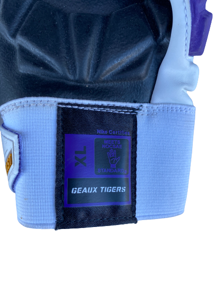 Garrett Brumfield LSU Team Exclusive "Geaux Tigers" Worn Football Gloves (Size XL)