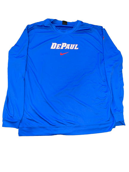 Eli Cain DePaul Basketball Team Exclusive Pre-Game Long Sleeve Shooting Shirt (Size XXL)
