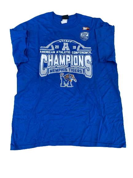 Traveon Samuel Memphis Football 2019 American Athletic Conference Champions T-Shirt (Size L)