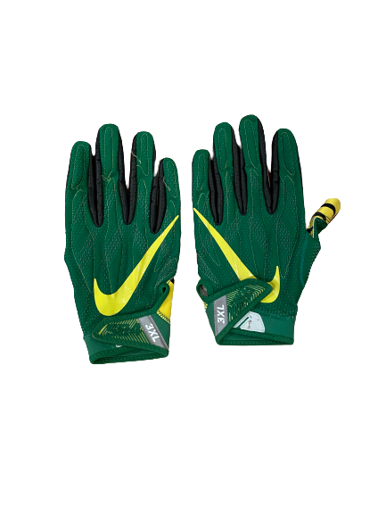 Scott Pagano Oregon Player Exclusive Game Worn Football Gloves (Size XXXL)