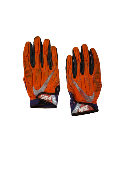 Scott Pagano Clemson Football 2016 College Football Playoff National Championship Game Worn Player Exclusive Football Gloves - Photo Matched