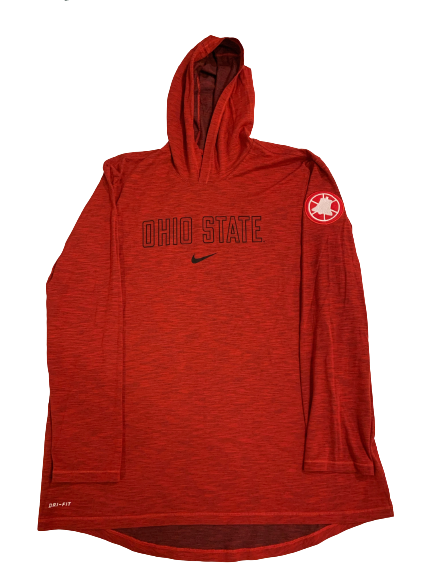 Zach Hoover Ohio State Football Team Issued Performance Hoodie with Stitched on Patch (Size XL)