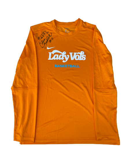 Cierra Burdick Tennessee Basketball Team Issued SIGNED Long Sleeve Workout Shirt (Size L)