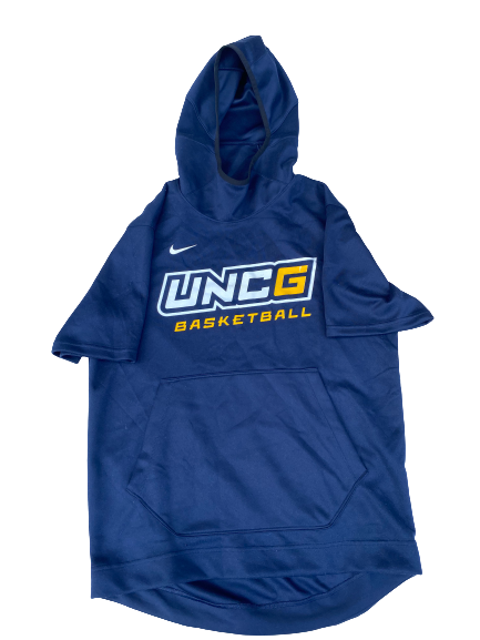Isaiah Miller UNC Greensboro Basketball Team Issued Short Sleeve Hoodie (Size M)