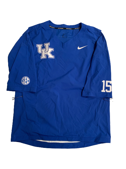 Trip Lockhart Kentucky Baseball Exclusive Batting Practice Pullover with Sewn on Number & SEC Patch (Size L)