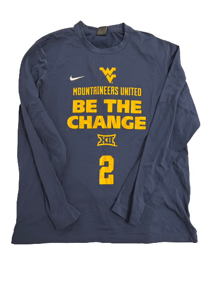 Jarret Doege West Virginia Football Player-Exclusive Pre-Game Warm Up Premium Long Sleeve Shirt With 